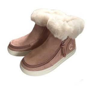 Billy Adaptive Sueded Mid Top Luxe Boots Blush Shimmer Pink Fur Top